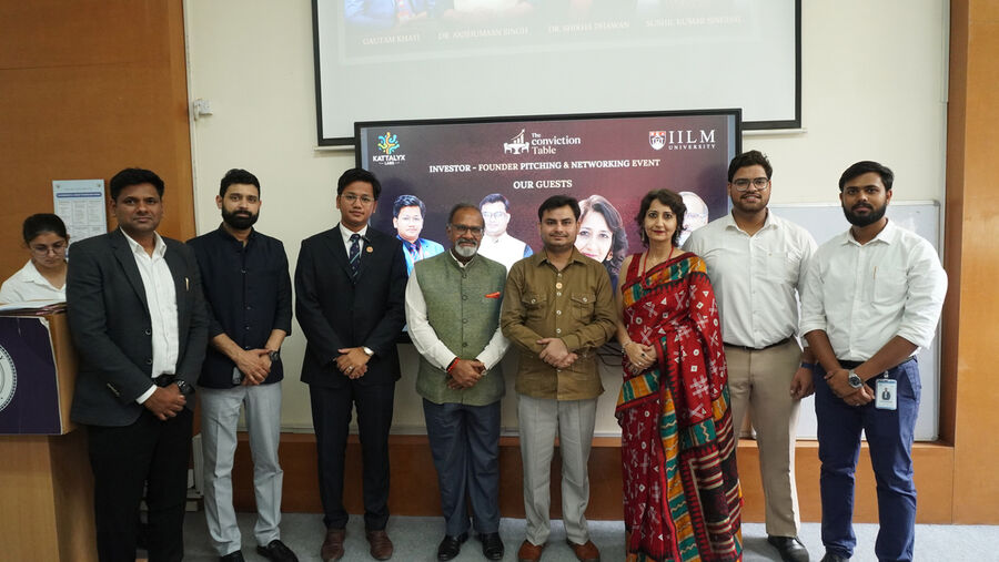 Guests and organisers gathered on stage at The Conviction Table, IILM University