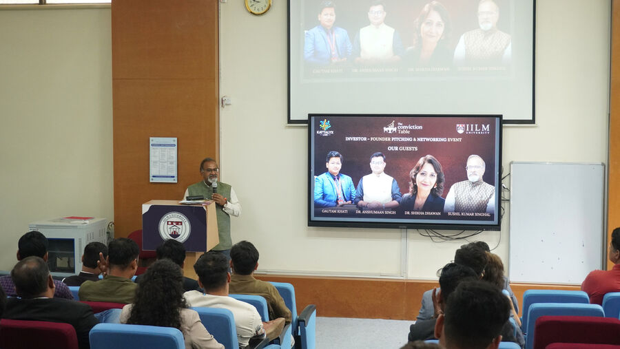 A guest speaker addresses attendees at The Conviction Table, IILM University